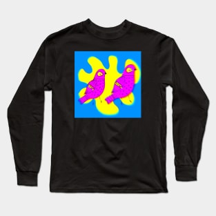 Neon Bird Glitch Art Long Sleeve T-Shirt